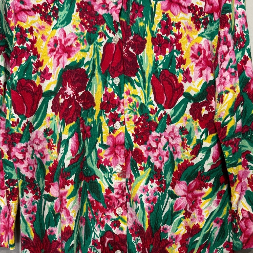 Talbots Vibrant Floral Blouse - Red, Pink, Green - Picture 4 of 5